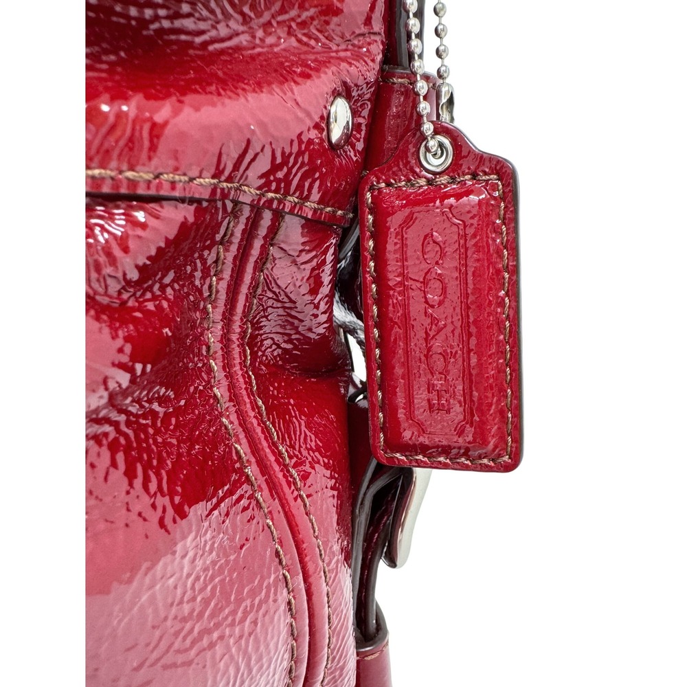 Coach Zoe Red Patent Leather Hobo Shoulder Bag F12735 Y2K Silver Hardware - Picture 10 of 12